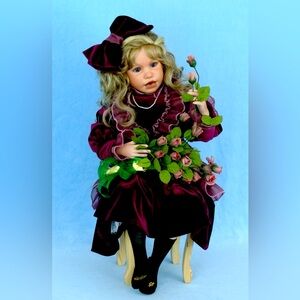 Vintage Porcelain Doll Angela Seated from award winning doll maker Marnie Panek